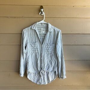 Abercrombie & Fitch Stripe Button Up Blue Shirt Boyfriend Size XS Preppy Casual